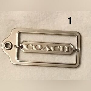 RARE Coach Cartouche Logo Silver Tone Metal Tag XL